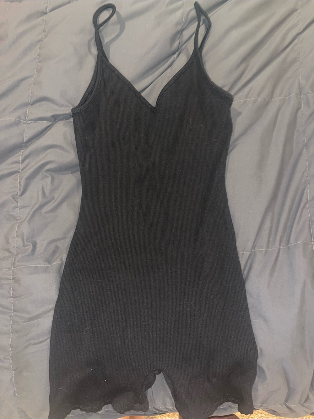 AS Black Ribbed Spaghetti Strap Romper